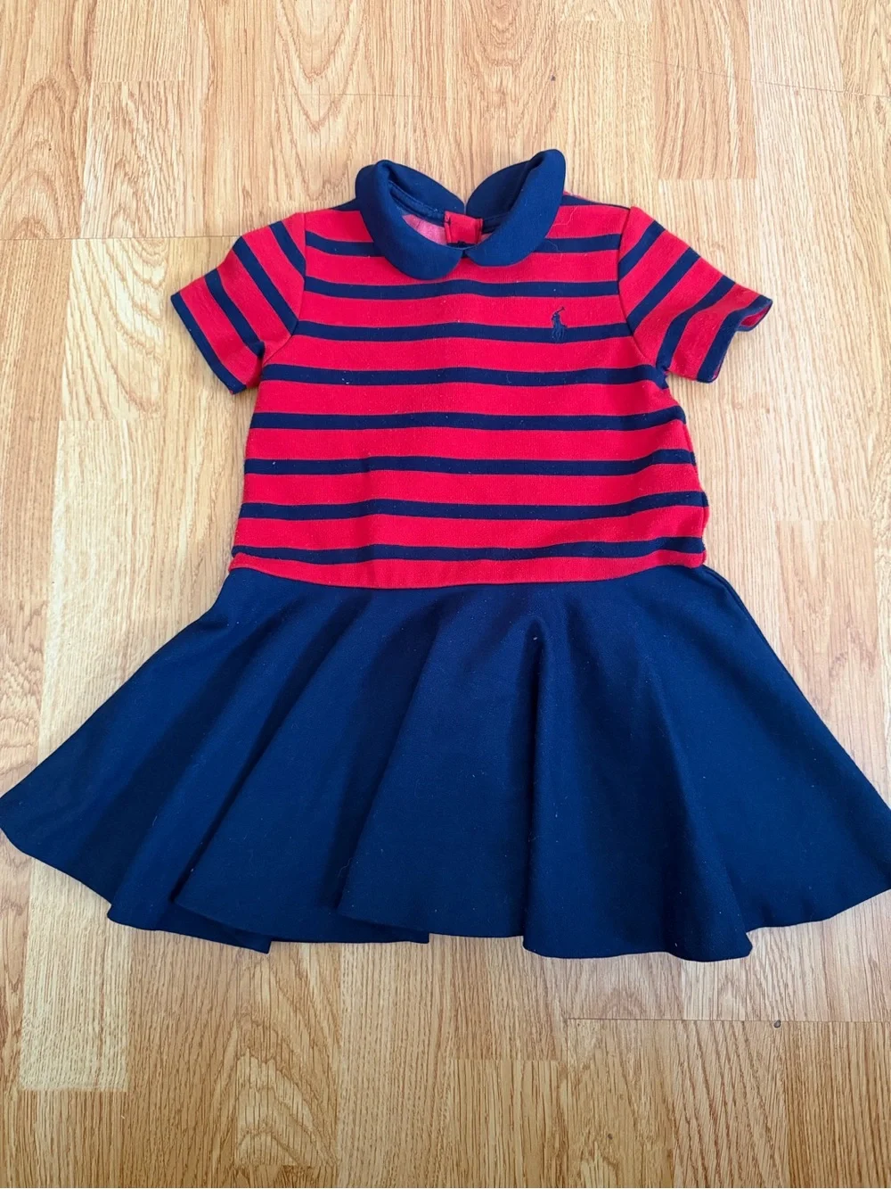 Ralph Lauren Red and Navy Striped Polo Dress